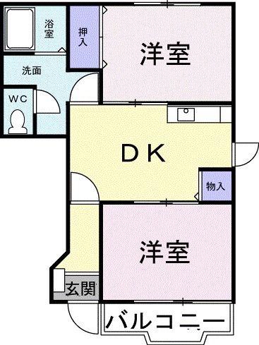 クレストール鞠子(2DK/1階)の間取り写真