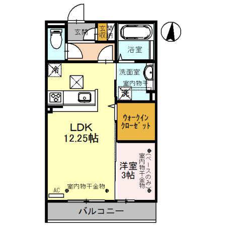 PARIS(1LDK/1階)の間取り写真