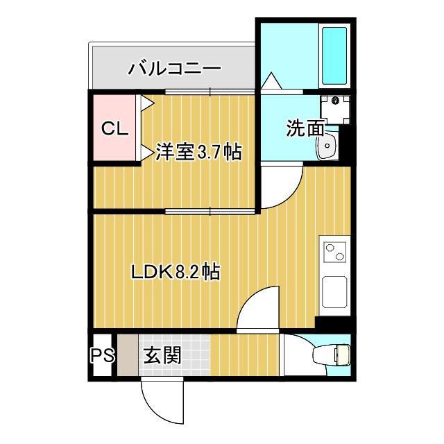 フォレ下穂積(1LDK/3階)の間取り写真