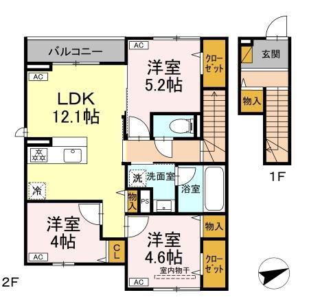コンフォールヴィラージュ(3LDK/2階)の間取り写真