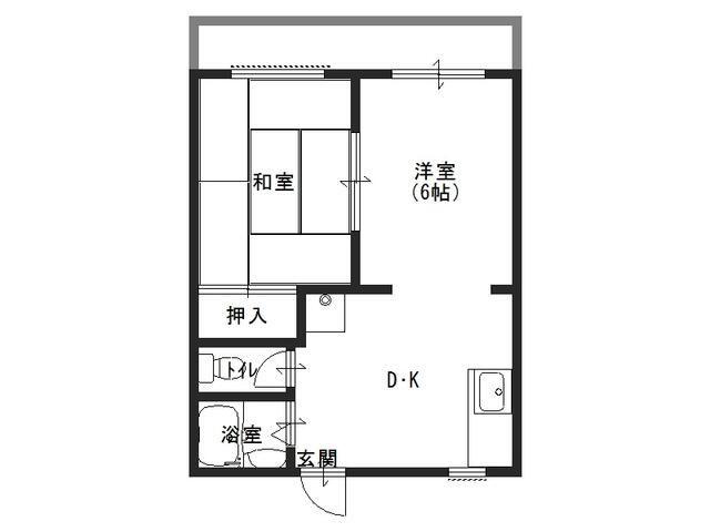 AKTY東甲子園 B棟(2DK/1階)の間取り写真