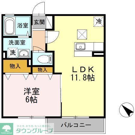 フォレスト四谷(1LDK/1階)の間取り写真