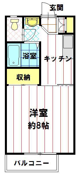 セジュールこかめ(1K/2階)の間取り写真