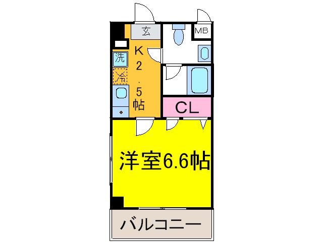 ラテルドムス(1K/2階)の間取り写真