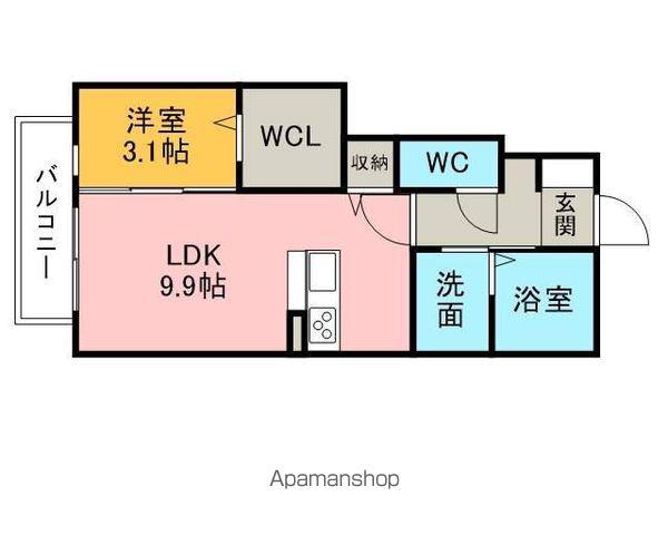 ラ・クレール(1LDK/1階)の間取り写真