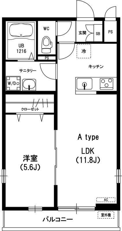 リブリヒューゲル山手(1LDK/1階)の間取り写真