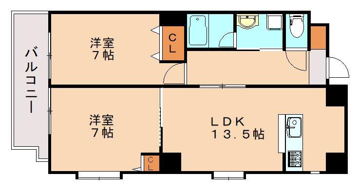 セントフォール笠松(2LDK/8階)の間取り写真