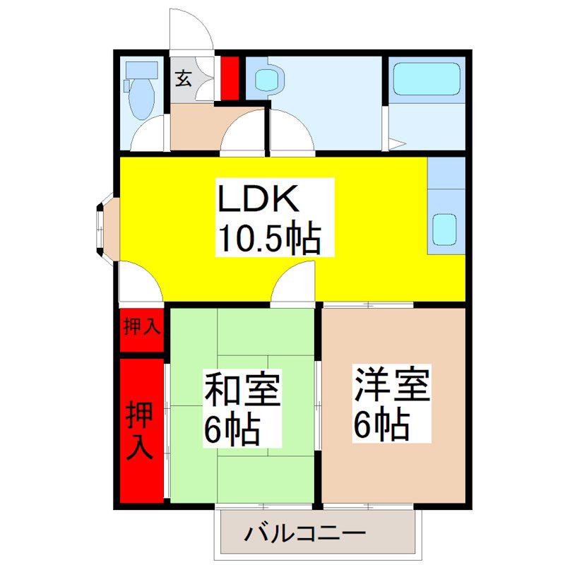 グラン・ボヌール(2LDK/2階)の間取り写真