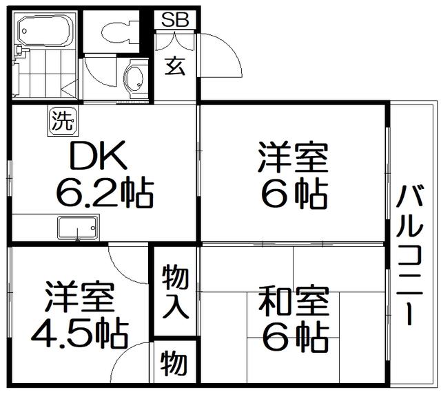 エクセルハウゼ(3DK/1階)の間取り写真