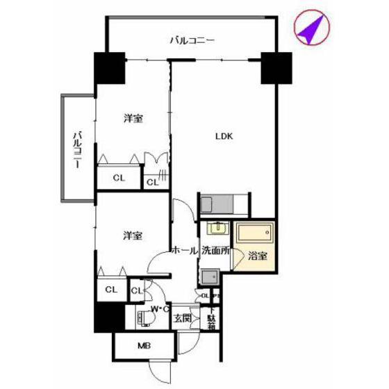 シャーメゾンステージ博多(2LDK/3階)の間取り写真