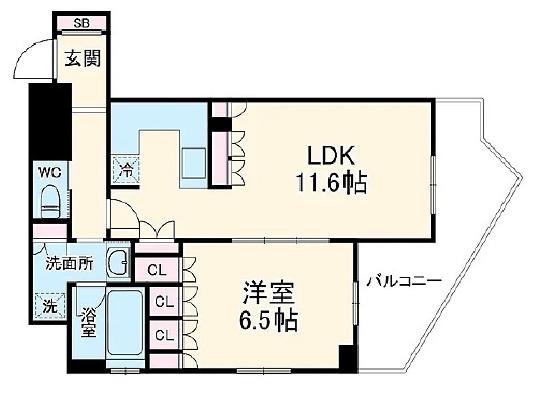 リーガル梅田(1LDK/6階)の間取り写真