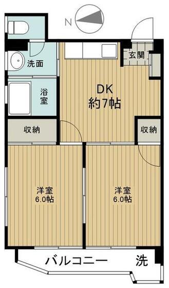 高田ビル(2DK/3階)の間取り写真