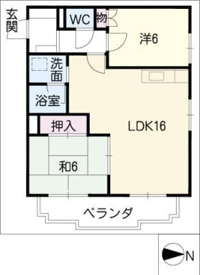 ブリーセII(2LDK/1階)の間取り写真