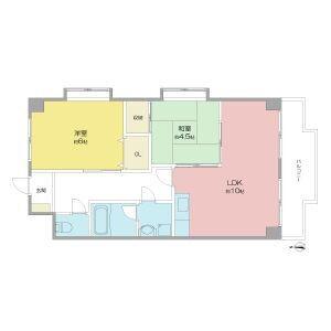 サンライズ入場(2LDK/4階)の間取り写真