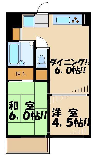 KフラットI(2DK/2階)の間取り写真