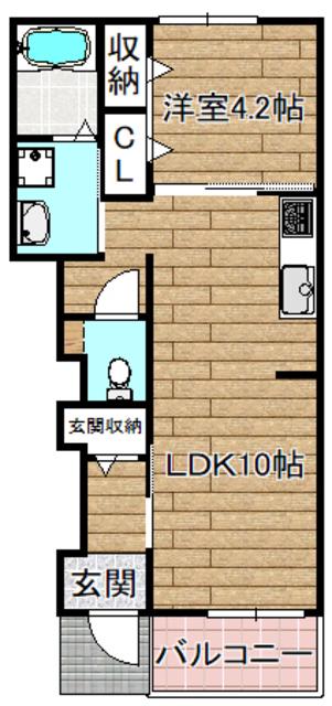 ガーデンフロント槻(1LDK/1階)の間取り写真