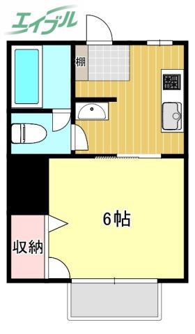 ラフィネヒルズ(1K/1階)の間取り写真