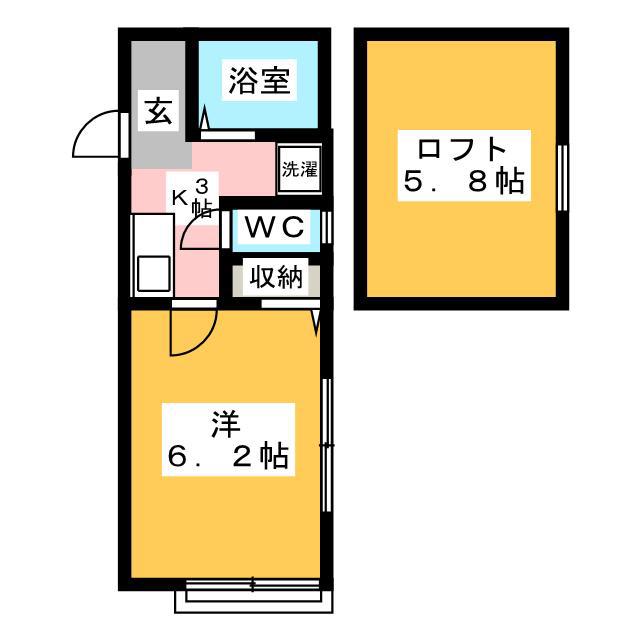 クレッシェンド(1K/2階)の間取り写真