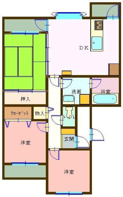ルイシャトレ希望が丘C棟(3DK/3階)の間取り写真