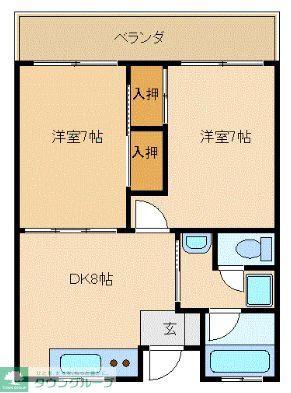 セントラルパークレヂデンス(2DK/2階)の間取り写真