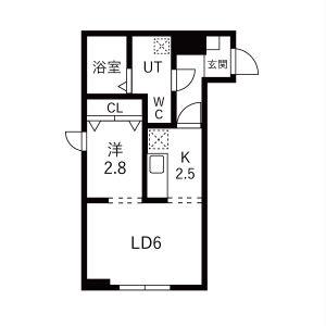 メリディアン利府加瀬弐番館(1LDK/1階)の間取り写真