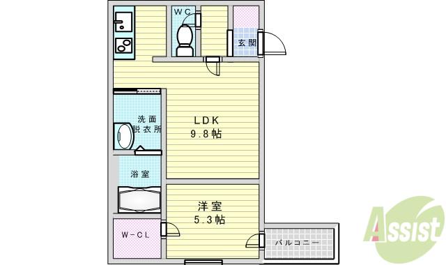 フジパレス東三国Ⅲ番館(1LDK/3階)の間取り写真