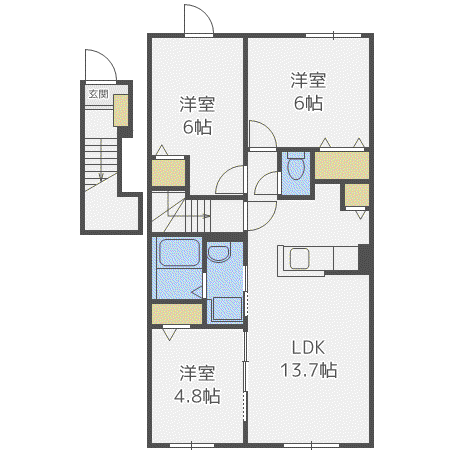 プレミアII(3LDK/2階)の間取り写真