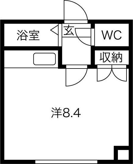 タートルビル(ワンルーム/4階)の間取り写真