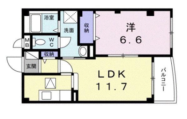 グランレーヴ(1LDK/1階)の間取り写真