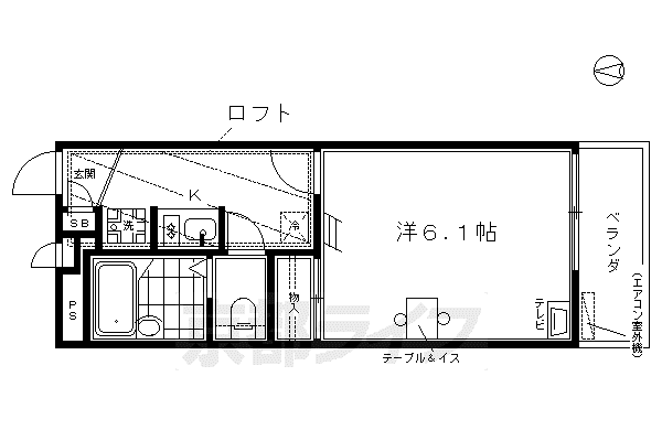 レオパレスモンフレール(1K/2階)の間取り写真
