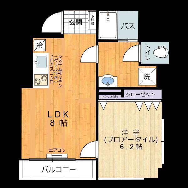 オノダビル(1LDK/6階)の間取り写真