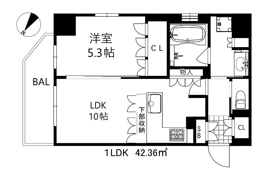 リーガル神戸三宮2(1LDK/15階)の間取り写真