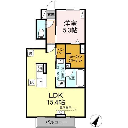 モンテファイブ(1LDK/1階)の間取り写真