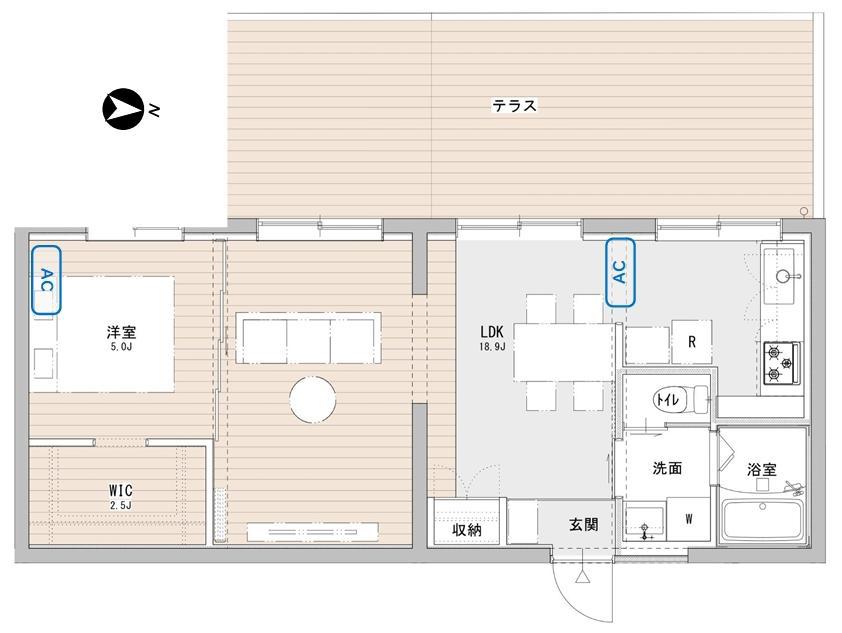UNFLAT(1LDK/1階)の間取り写真