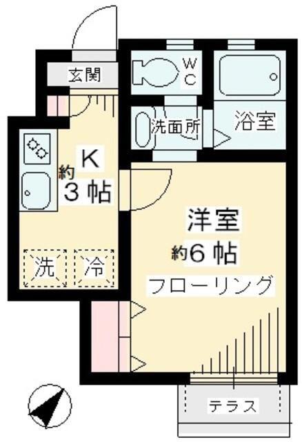 グリシーヌ経堂A棟(1K/1階)の間取り写真