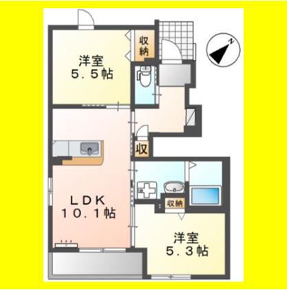 ディア ヴェルジュ(2LDK/1階)の間取り写真