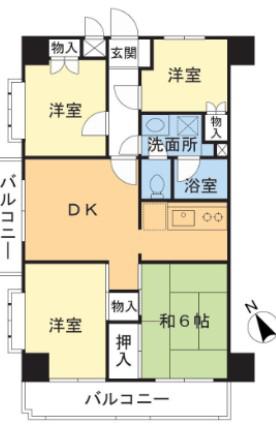 フォレストマンション武蔵浦和(4DK/6階)の間取り写真