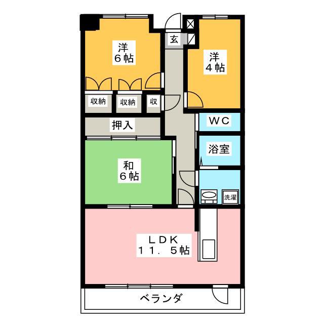 プライム(3LDK/3階)の間取り写真