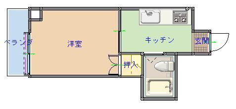 Fビル(1K/3階)の間取り写真