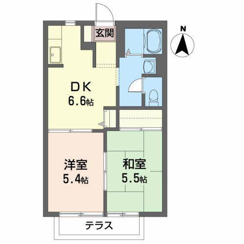 パピヨンB(2DK/1階)の間取り写真