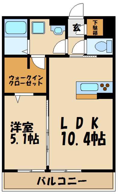 ラフィネ宿河原(1LDK/1階)の間取り写真