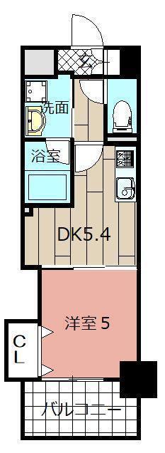 THE SQUARE PLATINUM RESIDENCE(1DK/13階)の間取り写真