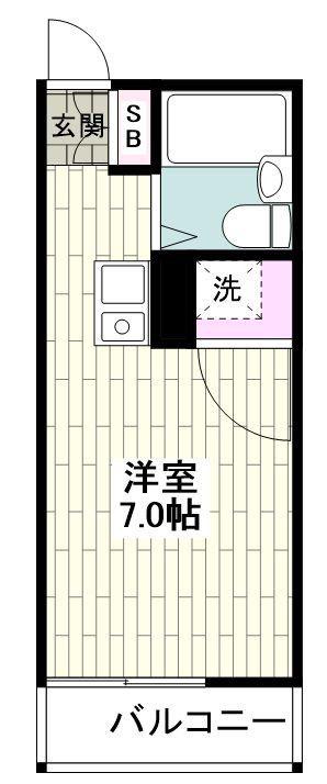 コーポシャルムB(ワンルーム/1階)の間取り写真