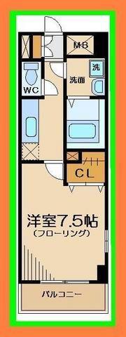 パールドゥN府中(1K/4階)の間取り写真