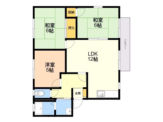 ヴィラ春日西(3LDK/1階)の間取り写真