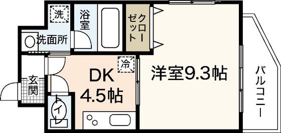グランカーサ三篠(1DK/5階)の間取り写真