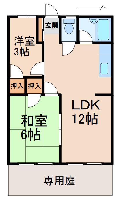 モデルノ(2LDK/1階)の間取り写真