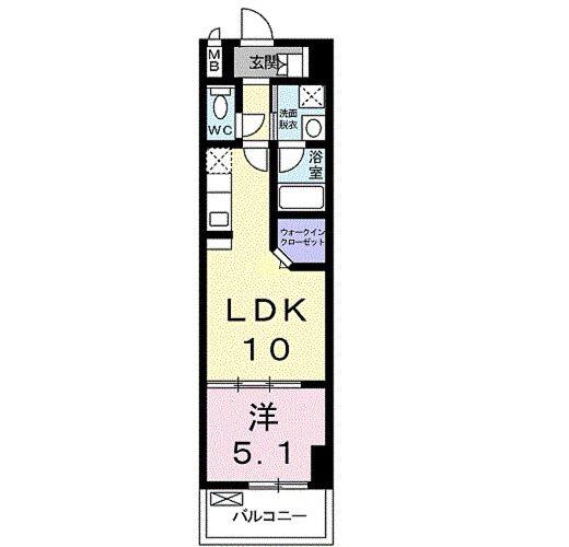 ペドラ・リオIII(1LDK/5階)の間取り写真