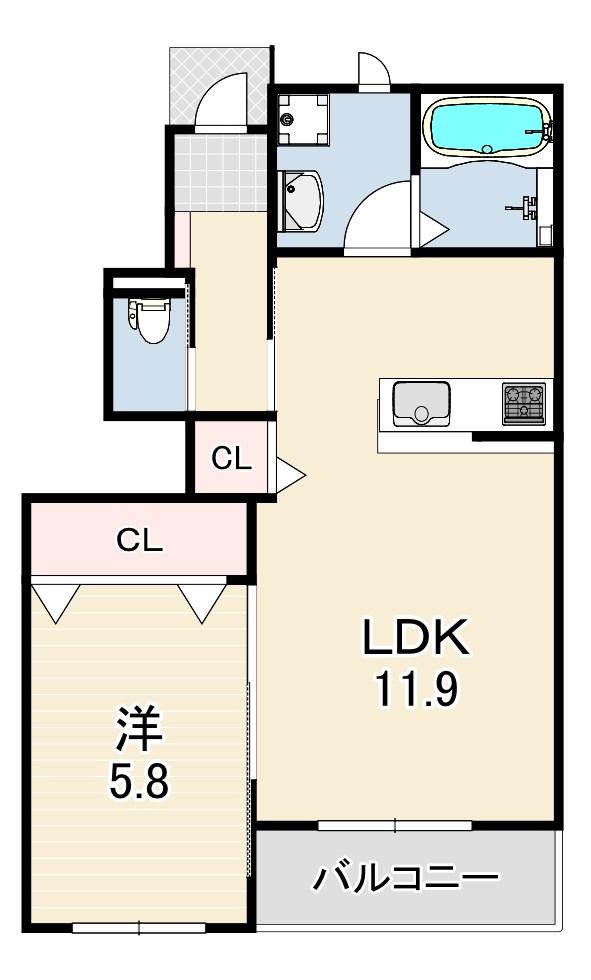エクラメゾン(1LDK/1階)の間取り写真