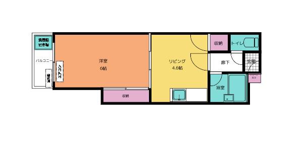 ヴィラ鶴崎(1DK/5階)の間取り写真